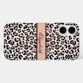 Monogram Name Rose Gold Black Leopard Print Case-Mate iPhone Hülle (Rückseite (Horizontal))