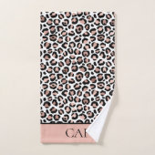 Monogram Name Rose Gold Black Leopard Print Trendy Badhandtuch Set (Handtuch)