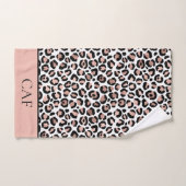 Monogram Name Rose Gold Black Leopard Print Trendy Badhandtuch Set (Handtuch)