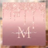 Monogram Name Rose Gold Blush Glitzer Klammern Fensteraufkleber (Blatt 2)