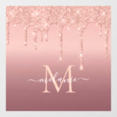 Monogram Name Rose Gold Blush Glitzer Klammern Fensteraufkleber (Blatt)