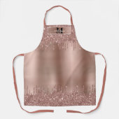 Monogram Name Rose Gold Dripping Metallic Glitzer Schürze (Vorderseite)