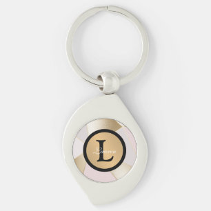 Monogram Name Rose Gold Geometric Schlüsselanhänger