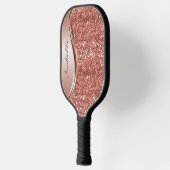Monogram Name Rose Gold Glitzer Look Pickleball Schläger (Links)