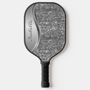 Monogram Name Rose Gold Glitzer Look Pickleball Schläger