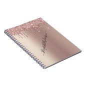 Monogram Name Rose Gold Glitzer Tropfen Trendy Gir Notizblock (Rechte Seite)