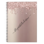 Monogram Name Rose Gold Glitzer Tropfen Trendy Gir Notizblock (Vorderseite)