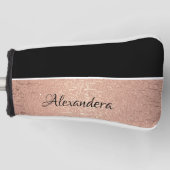 Monogram Name Rose Gold Schwarz-weißes Skript Golf Headcover (Vorderseite)