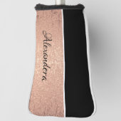 Monogram Name Rose Gold Schwarz-weißes Skript Golf Headcover (Rotieren 90)