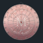 Monogram Name Rosen Gold Blush Glitzer Dart Board Dartscheibe<br><div class="desc">Monogram Name Text Rose Gold Blush Glitzer Sparkle Personalisiert Geburtstag - Geburtstag oder Hochzeitsgeschenk / Beißig - Fügen Sie Ihren Brief / Name - Text oder Entfernen - Machen Sie Ihr Sondergeschenk - Neu vergrössern und verschieben oder entfernen und fügen Sie Text / Elemente mit Anpassungstool hinzu. Design von MIGNED....</div>