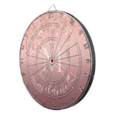Monogram Name Rosen Gold Blush Glitzer Dart Board Dartscheibe (Vorderseite rechts)