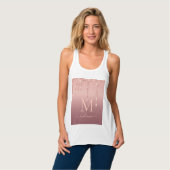 Monogram Name Rosen Gold Blush Glitzer Tank Top (Vorderseite Vollansicht)