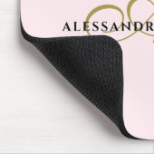 Monogram Name rot Rosa Gold Schwarz elegant Mousepad (Ecke)