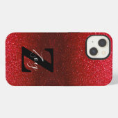 Monogram Name Ruby Red Ombre Glitzer Glitzern iPhone Hülle (Rückseite (Horizontal))