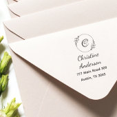 Monogram Name Rücksendeadresse Greenerity Wreath Permastempel