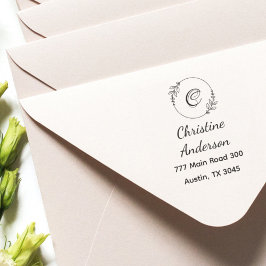 Monogram Name Rücksendeadresse Greenerity Wreath Permastempel