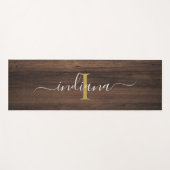 Monogram Name Rustic Dark Wok Script Modern Yogamatte (Vorderseite (Horizontal))