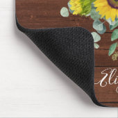 Monogram Name Rustic Wood Yellow Sunflower Mousepad (Ecke)