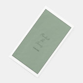 Monogram Name Sage Green Elegant Script Hochzeit Serviette (Ecke)