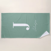 Monogram Name Sage Green Modern Strandtuch (Vorderseite)