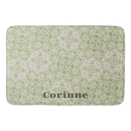 Monogram Name Sage Green Pattern | Badematte (Vorderseite)