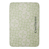 Monogram Name Sage Green Pattern | Badematte (Vorderseite Vertikal)