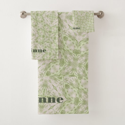 Monogram Name Sage Green Pattern | Badhandtuch Set (Insitu)