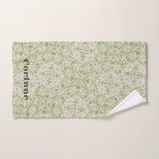 Monogram Name Sage Green Pattern | Badhandtuch Set (Handtuch)