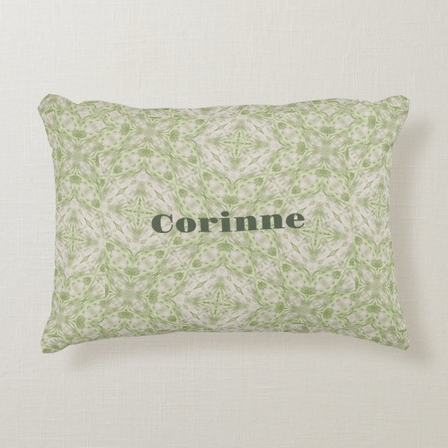 Monogram Name Sage Green Pattern | Dekokissen (Vorderseite)