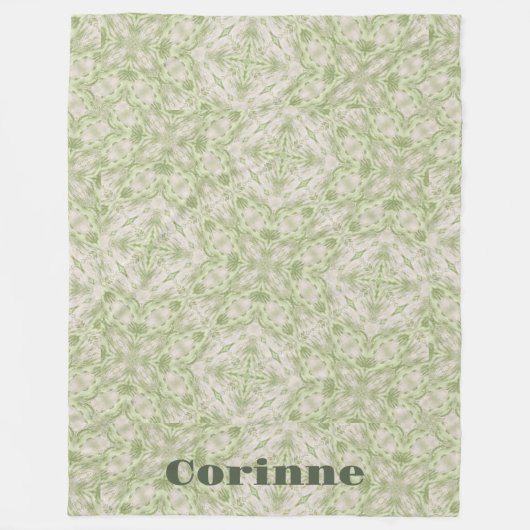 Monogram Name Sage Green Pattern | Fleecedecke (Vorderseite)