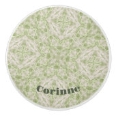 Monogram Name Sage Green Pattern | Keramikknauf (Vorderseite)