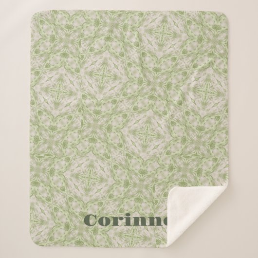 Monogram Name Sage Green Pattern | Sherpadecke (Vorderseite)