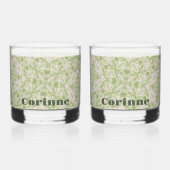 Monogram Name Sage Green Pattern | Whiskyglas (Vorderseite)