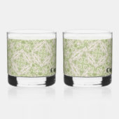 Monogram Name Sage Green Pattern | Whiskyglas (Rechts)