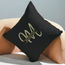 Monogram Name Schlicht Minimal Feminine Black & Go Kissen