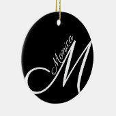 MONOGRAM + NAME - schwarz, modern Keramik Ornament (Rechts)