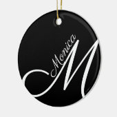 MONOGRAM + NAME - schwarz, modern Keramik Ornament (Links)