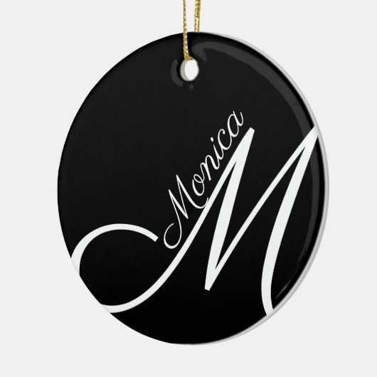 MONOGRAM + NAME - schwarz, modern Keramik Ornament (Links)