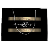 Monogram Name Schwarz-weiß Gold Luxury Shop Große Geschenktüte (Rückseite)