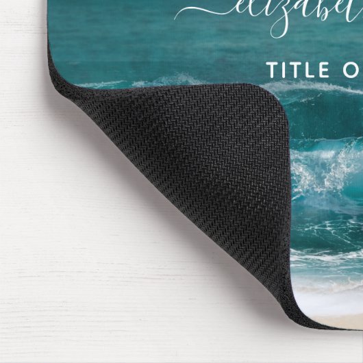 Monogram Name Script Beach Ocean Modern Mouse Pad Mousepad (Ecke)