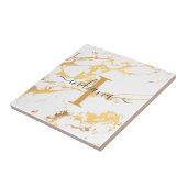 Monogram Name Script Initial Gold Marble Muster Fliese (Seite)