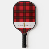 Monogram Name Script Kariert Green Tartan Pickleball Schläger (Rückseite)