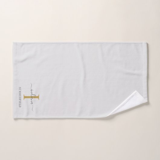 Monogram Name Script Minimalistisch Gold Grau Badhandtuch Set (Handtuch)