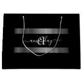 Monogram Name Silver Black Fashion Boutique Bevorz Große Geschenktüte (Vorderseite)
