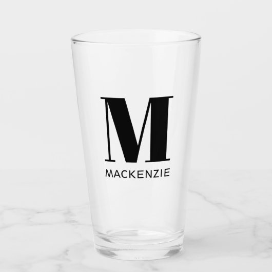 Monogram Name Simple Beer Glas (Vorderseite)