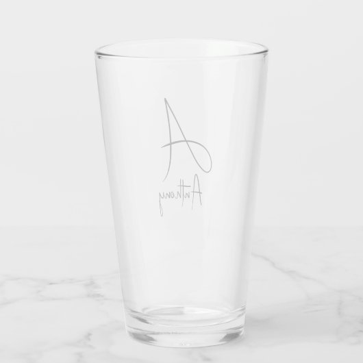 Monogram Name Simple Black Script Beer Glas (Rückseite)