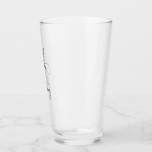 Monogram Name Simple Black Script Beer Glas (Links)