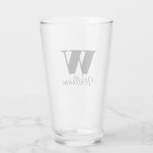 Monogram Name Simple Black Script Beer Glas (Rückseite)
