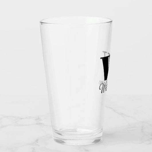 Monogram Name Simple Black Script Beer Glas (Rechts)
