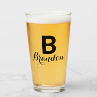 Monogram Name Simple Black Script Beer